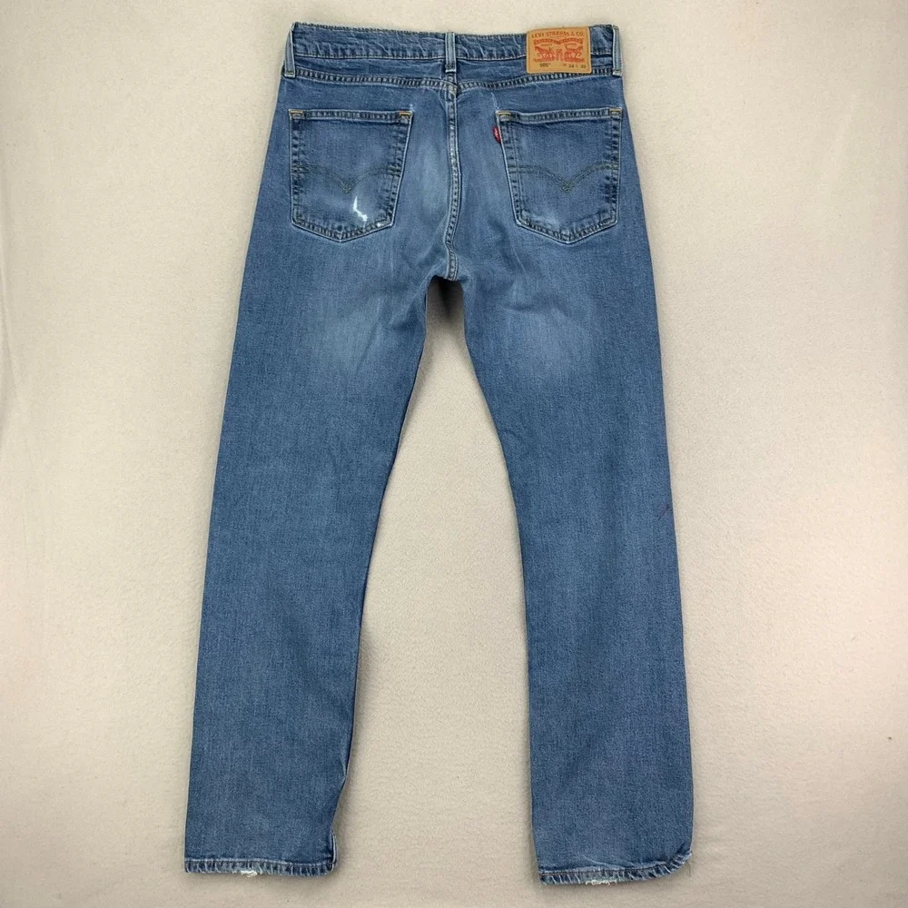 Thrashed Levi's Jeans 505 Mens 34x32 Faded Distressed Denim Painted Workwear Y2K